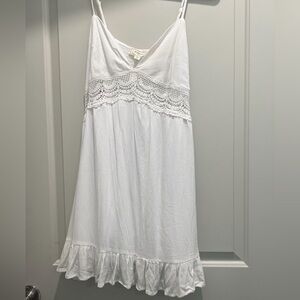 Elegant White Lace Trim Dress